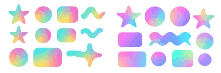 Aufkleber - Colorful abstract shapes in vibrant gradients for creative design elements and backgrounds