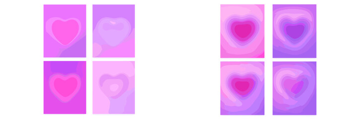 Poster - Colorful heart shapes in soft pastel tones create a dreamy aesthetic for digital backgrounds or patterns