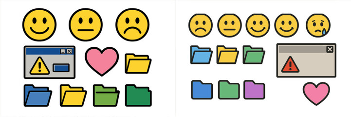 Poster - Emoticons and folders representing different emotions and situations in a digital context