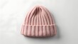 © Shahnaj - pastel pink cozy beanie mockup on white background