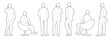 © Tech LAB - Men in cad lines architectural projects executives standing with suit back CAD illustration in editable vector lines