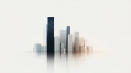 Poster - Abstract Blue and White Cityscape Architecture with Geometric Structures