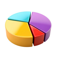 Poster - Colorful pie chart with segments in various shades, representing data visualization and analysis. This vibrant design is ideal for presentations and reports