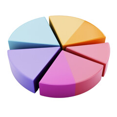 Aufkleber - Colorful pie chart with five segments representing data distribution. segments are in shades of blue, purple, pink, and orange, creating vibrant visual for presentations or reports