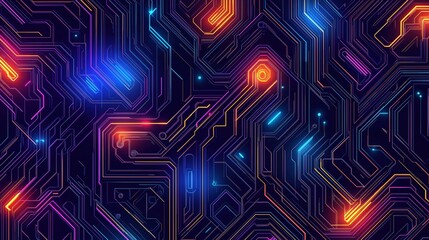 Poster - Abstract circuit board with gloving dots image render 3d. Computer hardware. Development of digital technology background realistic graphic. Conceptual idea, visual storytelling