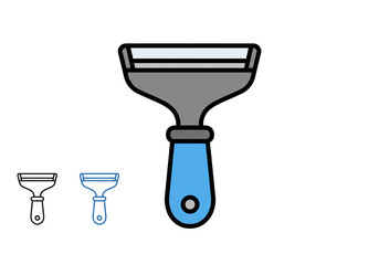 Poster - A gray and blue scraper tool with two smaller scraper icons on a white background illustration