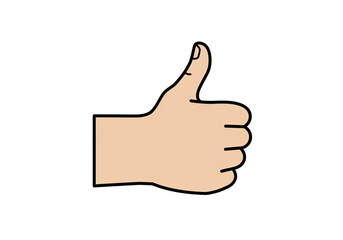 Fototapete - A cartoon hand with a thumbs up gesture isolated on a white background in a digital illustration