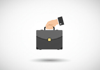 Poster - A cartoon hand holding a black briefcase with a gold clasp on a white background illustration