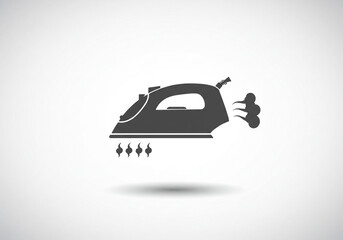 Fototapete - Illustration of a dark grey steam iron with steam coming out on a white background studio shot