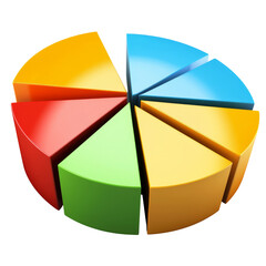 Aufkleber - Colorful pie chart with segments in red, yellow, green, blue, and orange, representing data visualization and analysis