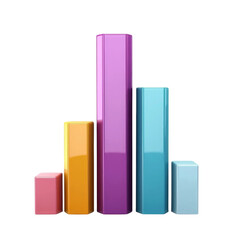 Aufkleber - Colorful 3D bar graph representing data visualization with varying heights. vibrant colors include pink, orange, purple, blue, and teal, showcasing modern design