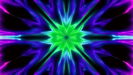 Star shaped object with neon lights kaleida animation