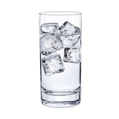 Aufkleber - clear glass filled with ice cubes and water, showcasing refreshing drink. Perfect for hot days or gatherings