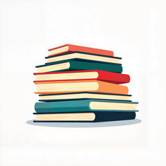 Poster - Colorful stacked books on white background, inspiring creativity