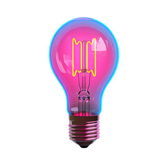 Poster - vibrant light bulb with glowing filament, showcasing pink and blue design, perfect for modern decor and creative lighting solutions
