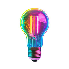 Poster - colorful light bulb with vibrant rainbow effect, showcasing modern design and glowing elements that create lively atmosphere