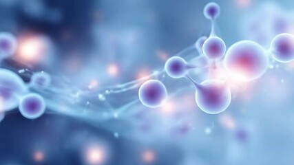 Poster - Microscopic view of molecular structures in light blue. Science and medicine abstract concept for biological video footage.