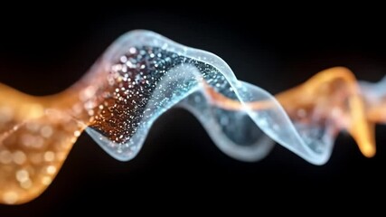 Poster - Abstract flowing glowing wave with particles. Data transfer concept. Digital information and futuristic technology background. Footage.