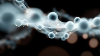 Poster - Microscopic view of cells connected by fibrous network. Science and biology research concept with abstract cellular structure.