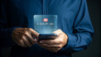 man checks his email for an otp code on his smartphone
