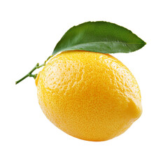 Poster - Fresh lemon with vibrant yellow color and green leaf, perfect for culinary uses and beverages. This citrus fruit adds zesty flavor and is rich in vitamin C