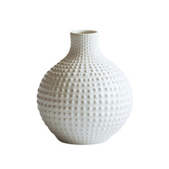 Poster - textured white ceramic vase with round shape and narrow neck, perfect for modern decor. Its unique design adds elegance to any space