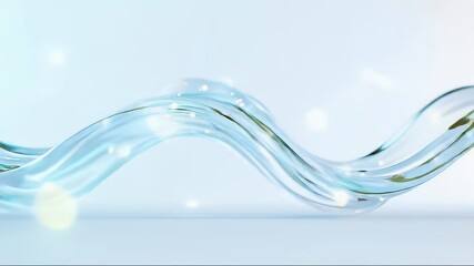 Poster - Abstract Blue Water Wave With Bokeh Light Effect on Bright Clean Background