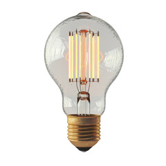 Poster - vintage light bulb with clear glass design and glowing filament, showcasing warm ambiance. This decorative piece adds nostalgic touch to any space
