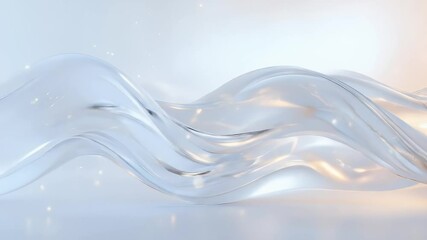 Poster - Swirling Abstract White and Gold Waves with Sparkling Details on a Bright Background