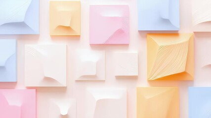 Poster - Abstract Pastel Geometric Background of Squares Cubes and Shapes in Soft Light