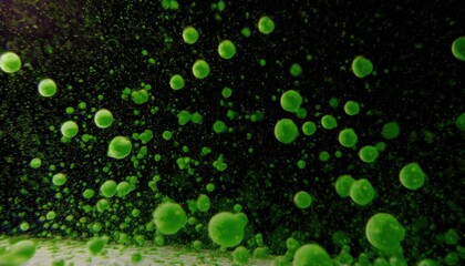Aufkleber - vibrant green bubble explosion photo with glowing orbs, ideal for web design, print media, and futuristic branding