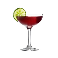 Aufkleber - vibrant cocktail in coupe glass garnished with lime slice, showcasing rich red color. Perfect for celebrations and gatherings, this drink adds touch of elegance