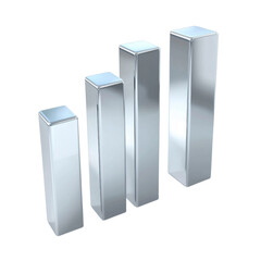 Aufkleber - Sleek metallic bars in ascending heights symbolize growth and progress. Their reflective surfaces enhance modern aesthetic, making them ideal for business and finance themes