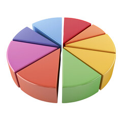 Aufkleber - Colorful pie chart with segmented sections representing data distribution, ideal for presentations and educational purposes