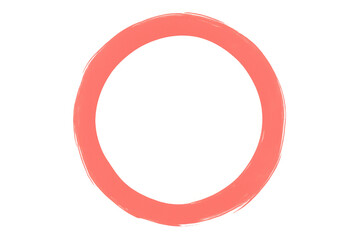 Poster - Living coral color hand-painted circle on a transparent background, perfect for creative projects