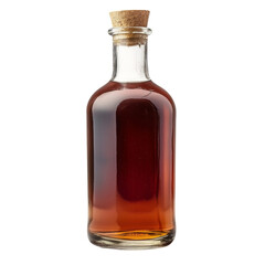 Poster - glass bottle filled with dark liquid, featuring cork stopper, ideal for showcasing various liquids like oils or syrups. elegant design adds touch of sophistication to any kitchen or dining setting