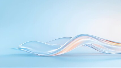 Poster - Abstract Wavy Lines with Smooth Gradient Background in Blue White and Orange Tones