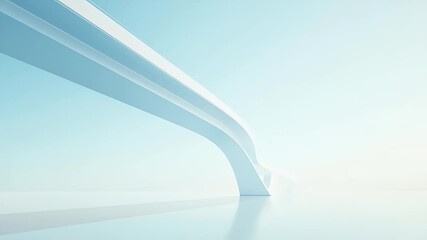 Poster - Abstract White Architectural Structure with Geometric Curves and Bright Sky Backdrop