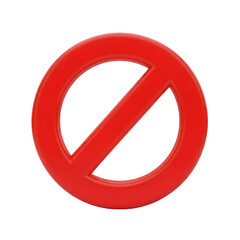 Poster - Red Circle Prohibition Sign 3D Icon isolated on a transparent background symbol 1