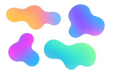 Poster - Vivid liquid gradient shapes overlapping, creating dynamic color blend with transparent backdrop, ready for graphic design projects