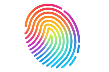Poster - Vibrant fingerprint pattern symbolizing personal identity, biometric security, and lgbtq+ pride against transparent backdrop
