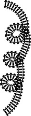 Poster - Railway train track vector route. Rail line, subway map, and railroad elements for game UI and graphic design icon set easy to edit. Rail pattern round circular curve railroad path icon