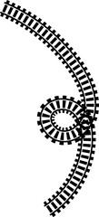 Poster - Railway train track vector route. Rail line, subway map, and railroad elements for game UI and graphic design icon set easy to edit. Rail pattern round circular curve railroad path icon