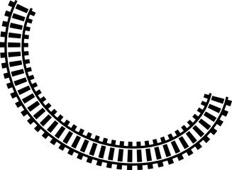 Poster - Railway train track vector route. Rail line, subway map, and railroad elements for game UI and graphic design icon set easy to edit. Rail pattern round circular curve railroad path icon
