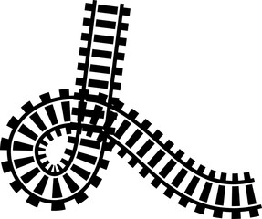 Poster - Railway train track vector route. Rail line, subway map, and railroad elements for game UI and graphic design icon set easy to edit. Rail pattern round circular curve railroad path icon