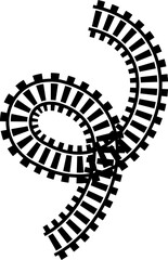 Poster - Railway train track vector route. Rail line, subway map, and railroad elements for game UI and graphic design icon set easy to edit. Rail pattern round circular curve railroad path icon
