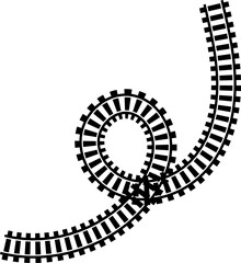 Poster - Railway train track vector route. Rail line, subway map, and railroad elements for game UI and graphic design icon set easy to edit. Rail pattern round circular curve railroad path icon