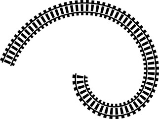 Poster - Railway train track vector route. Rail line, subway map, and railroad elements for game UI and graphic design icon set easy to edit. Rail pattern round circular curve railroad path icon