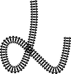 Poster - Railway train track vector route. Rail line, subway map, and railroad elements for game UI and graphic design icon set easy to edit. Rail pattern round circular curve railroad path icon