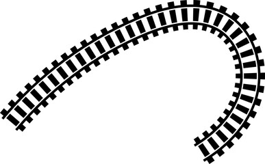 Poster - Railway train track vector route. Rail line, subway map, and railroad elements for game UI and graphic design icon set easy to edit. Rail pattern round circular curve railroad path icon